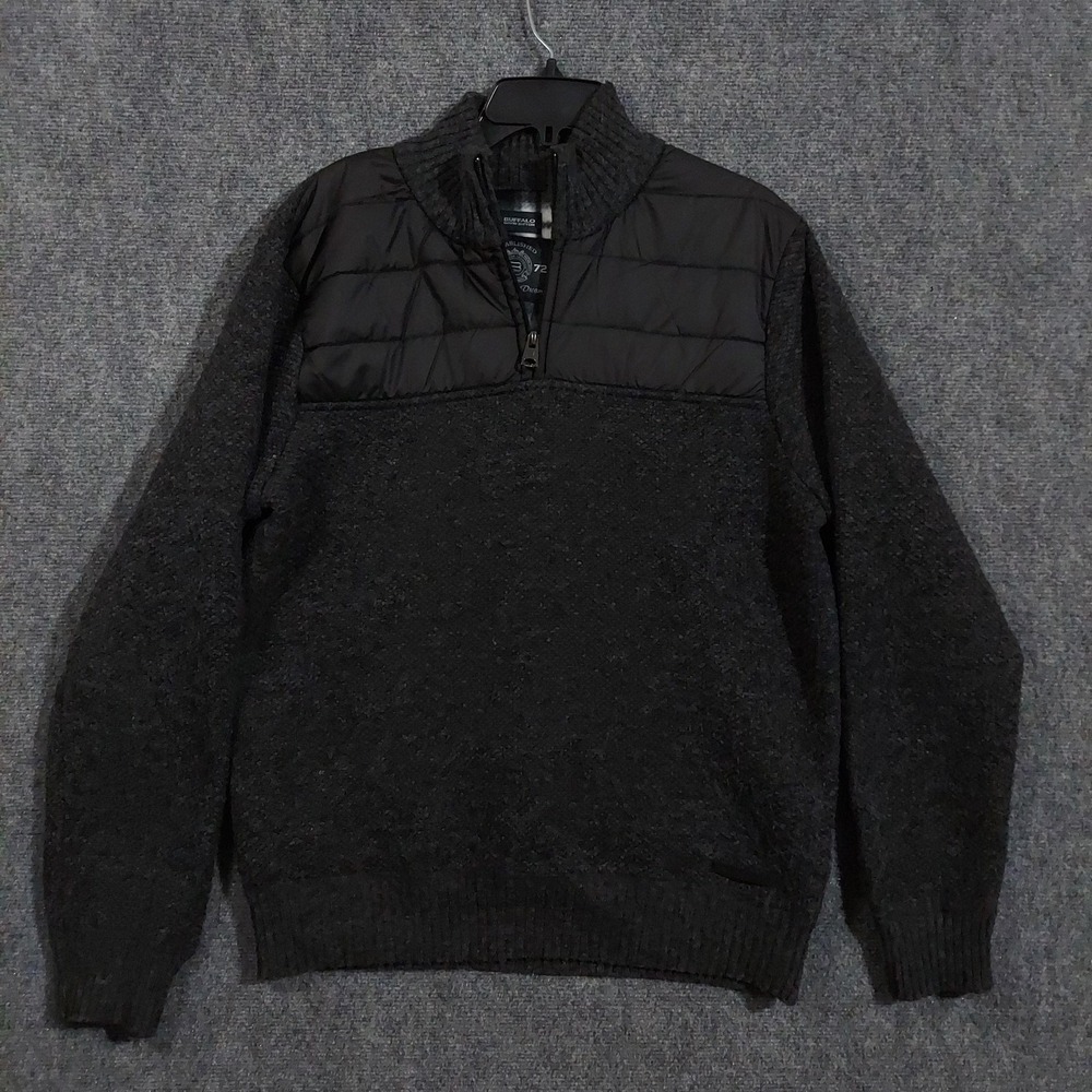 Buffalo David Bitton Sweater Mens Large Quilted Fleece Lined 1/4 Zip Pullover‎